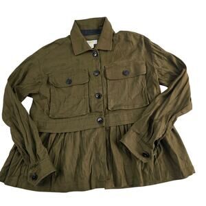 Maeve Anthropologie Women’s Button Front Utility Jacket Olive XS 6915‎
